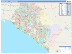 Orange County Metro Area Wall Map Color Cast Style 2024